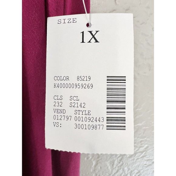 Catherines NWT Magenta Eyelet Trim Short Sleeve Dress Womens Plus Size 1X - Picture 3 of 12